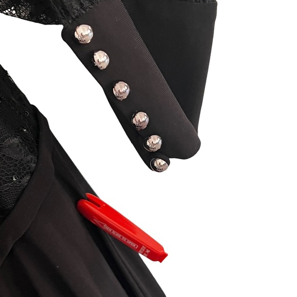 Mac Duggal Dress 67143 Sequin Lace Black Beaded Gown long sleeve slit 24W - Picture 10 of 13